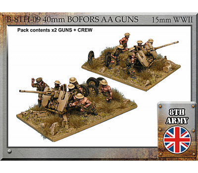 B-8TH-09 8th Army British 40mm Bofors AA gun and crew - 15mm WWII